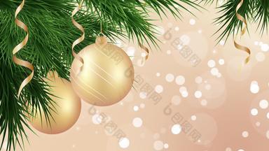 圣诞节一年背景循环黄金假期饰品圣诞节树运动图形